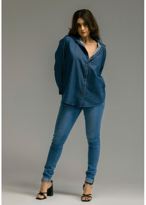 LOLA FOLDED HEM PENCIL CUT DENIM PANT